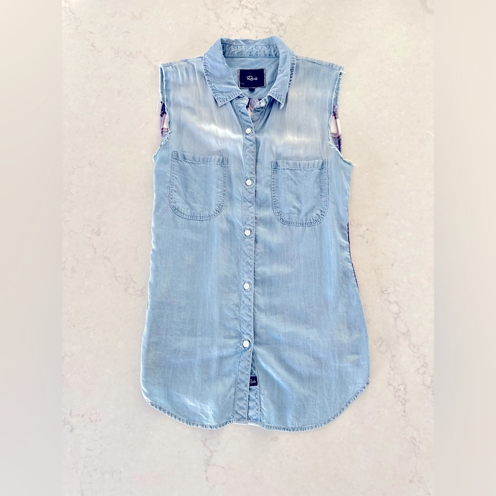 Rails size xs Chambray/Plaid sleeveless shirt